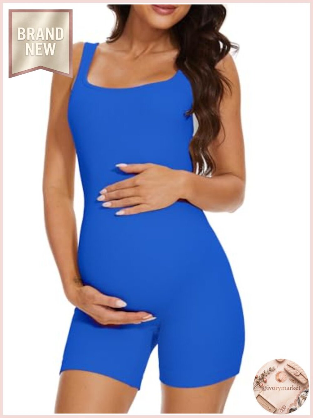 Seamless Maternity Romper Ribbed One Piece Yoga Jumpsuit